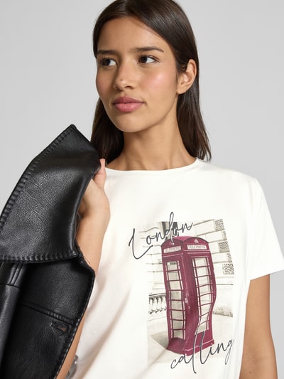 comma T-Shirt mit Motiv-Print Weiss 3