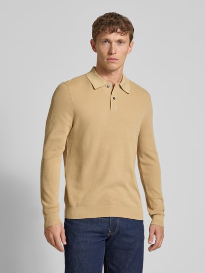 Christian Berg Men Slim fit poloshirt met knoopsluiting Zand - 4