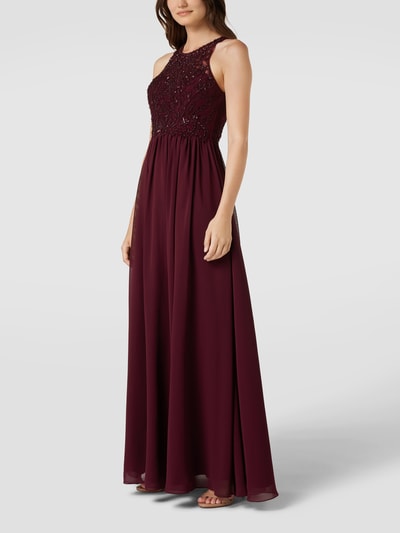 Laona Abendkleid mit floralen Stickereien und Zierbesatz Bordeaux 4