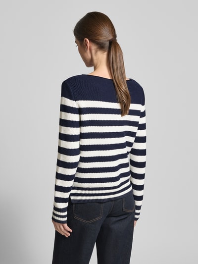 Oui Gebreide pullover met labeldetail Donkerblauw - 5