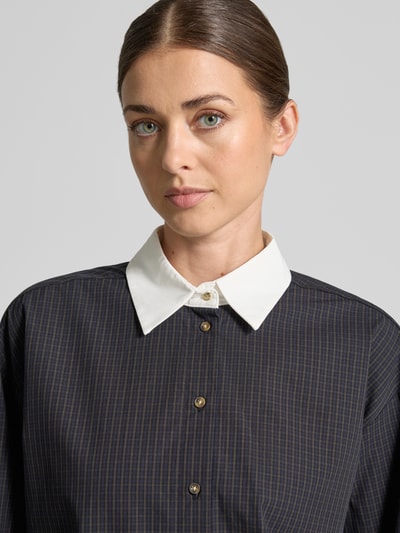 Jake*s Casual Oversized Langarmbluse aus reiner Baumwolle Dunkelblau 3