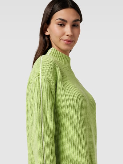 OPUS Sweter z dzianiny ze stójką model ‘Puntsi’ Jasnozielony 3