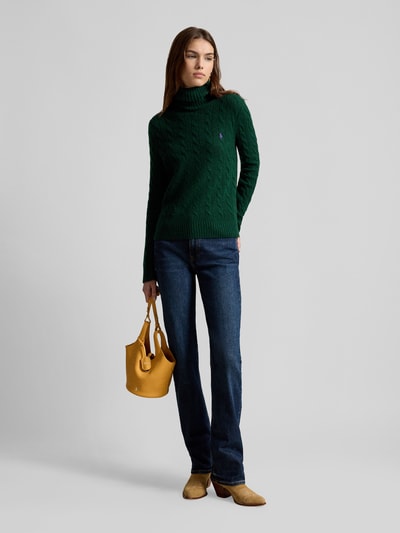 Polo Ralph Lauren Sweter z golfem o kroju regular fit z mieszanki wełny i kaszmiru Ciemnozielony 1