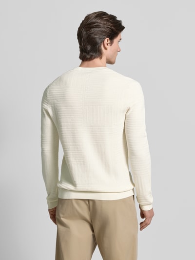 JOOP! COLLECTION Sweter z dzianiny z prążkowanymi wykończeniami model „Raikon” Złamany biały 5