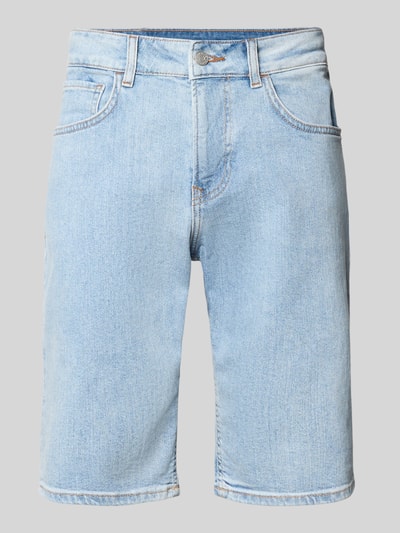Produktfoto, Regular Fit Jeansshorts aus Baumwoll-Mix Modell 'CASH' von Pepe Jeans in heller Denim-Optik, mit Label-Patch, 5-Pocket-Design, Knopf und verdecktem Reißverschluss, Materialverarbeitung Twill