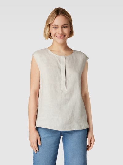 Christian Berg Woman Selection Linnen blouse met ronde hals Zand - 4