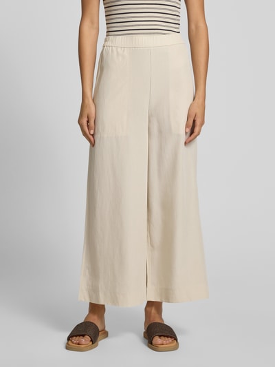 Marc O'Polo Wide leg culotte van een mix van lyocell en linnen Zand - 4