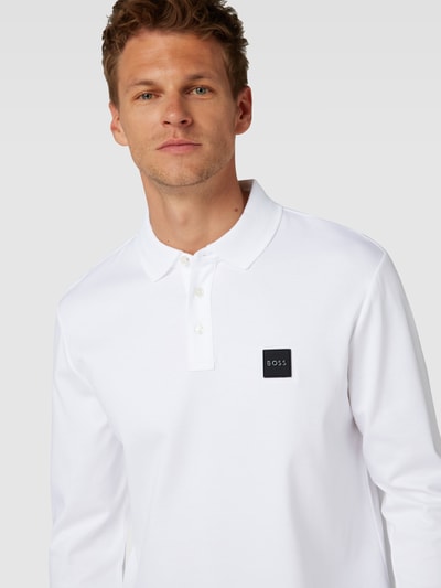 BOSS Poloshirt in langärmligen Design Modell 'Pado' Weiss 3