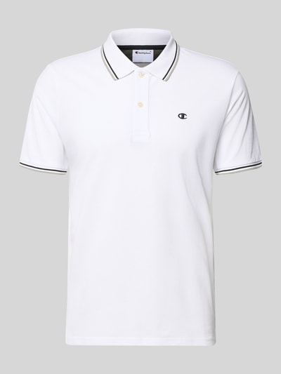 Produktfoto, Slim Fit Poloshirt mit Label-Stitching von CHAMPION, weiß, reine Baumwolle, Knopfleiste, schlichte Struktur
