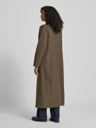 Gestuz Regular fit lange jas met wol, model 'Zinka' Middenbruin gemêleerd - 5