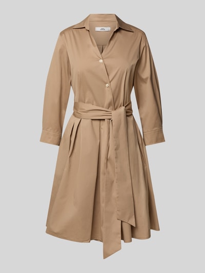 0039 Italy Knielanges Hemdblusenkleid mit Bindegürtel Modell 'JULE' Camel 2