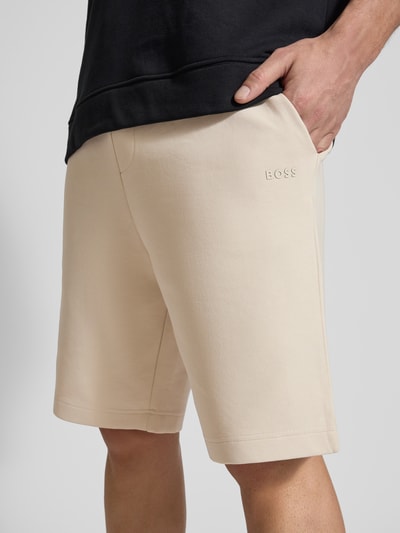BOSS Green Regular fit sweatshorts met elastische band, model 'Headlo' Beige - 3
