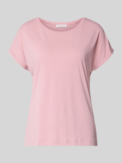 Produktfoto, Regular Fit T-Shirt mit Rundhalsausschnitt von Christian Berg Woman, Damen T-Shirt aus Modal-Mix in Rosa mit fixierten Ärmelabschlüssen, Rückenlänge bei Größe S 64 cm.