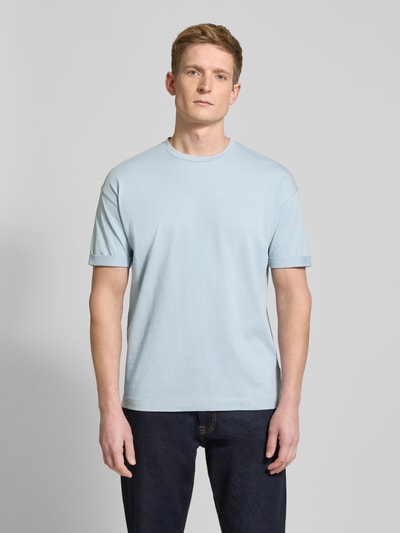 Drykorn T-Shirt mit geripptem Rundhalsausschnitt Modell 'THILO' Bleu 4