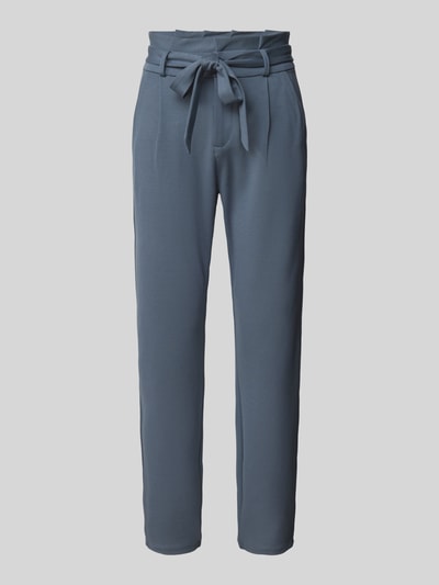 Vero Moda Tapered fit stoffen broek met strikceintuur, model 'EVA' Blauw - 2