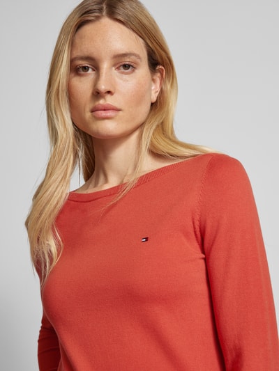 Tommy Hilfiger Gebreide pullover met boothals Roestrood - 3