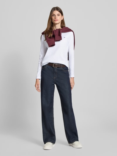 Gant Bluzka z długim rękawem, okrągłym dekoltem i wyhaftowanym logo Biały 1