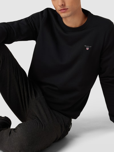 Gant Sweatshirt mit Label-Stitching Black 3