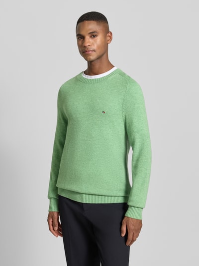 Tommy Hilfiger Regular Fit Strickpullover aus feinster Wolle  Hellgruen 4