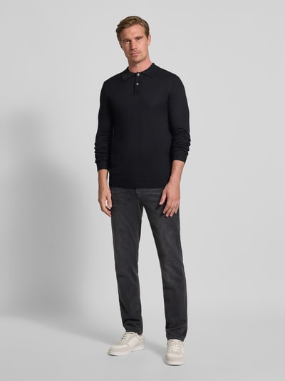 Christian Berg Men Slim fit gebreide pullover van wolmix Zwart - 1