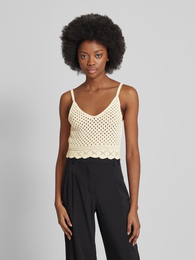 Vero Moda Crop Top mit Lochmuster Modell 'KAILEY' Beige 4