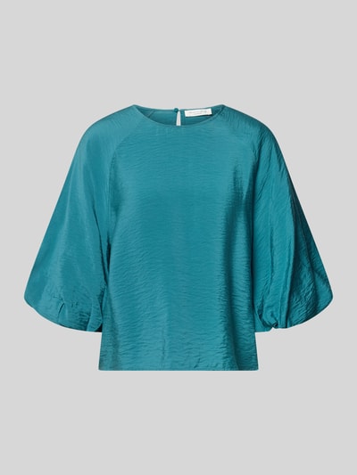 Produktfoto, Regular Fit Bluse aus Viskose-Mix mit 3/4-Arm von Christian Berg Woman, türkis, strukturierte Oberfläche, Rundhalsausschnitt