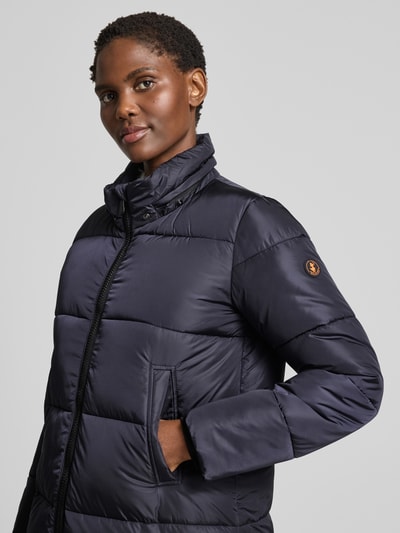 SAVE THE DUCK Regular fit gewatteerde lange jas met steekzakken, model 'Colette' Zwart - 3