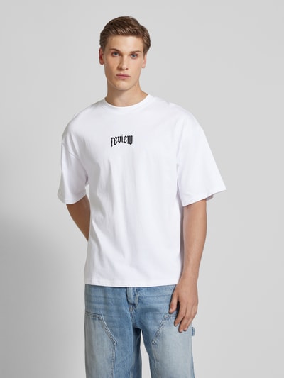 REVIEW T-shirt o kroju oversized z okrągłym dekoltem Biały 4