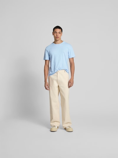 Officine Générale T-Shirt mit geripptem Rundhalsausschnitt Hellblau 1