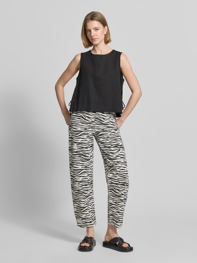 OPUS PANTS Barrel Fit Jeans mit Animal-Print Modell 'Mari Clear Zebra' Black 1