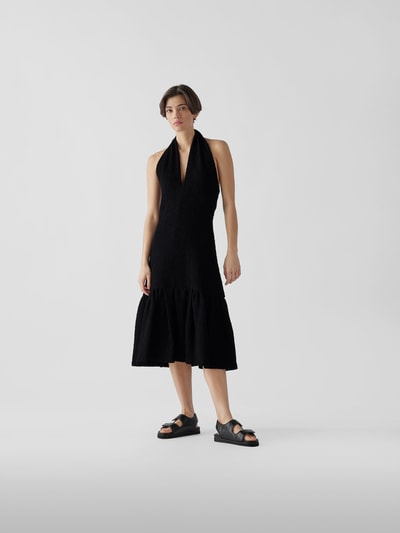 MSGM Midikleid mit Strukturmuster Schwarz 1