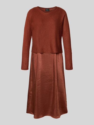 s.Oliver BLACK LABEL Fließendes Freizeitkleid im Set mit Cropped Pullover mit Woll-Anteil Rostrot 2