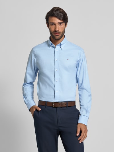 Tommy Hilfiger Regular fit zakelijk overhemd van puur katoen Bleu - 4