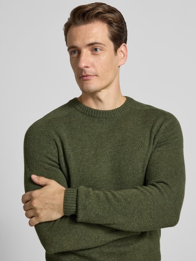 MCNEAL Regular fit gebreide pullover van pure wol Donkergroen gemêleerd - 3