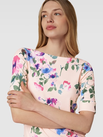 Lauren Ralph Lauren T-shirt met bloemenprint, model 'JUDY' Felroze - 3