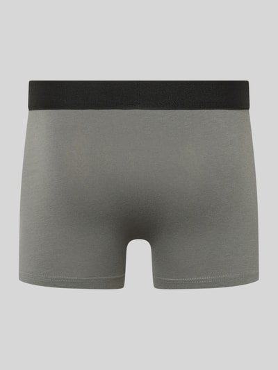 Produktfoto, Trunks mit Logo und elastischem Bund im 2er-Pack von Snocks, Baumwoll-Elasthan-Mix, körpernahe Passform, graues Material