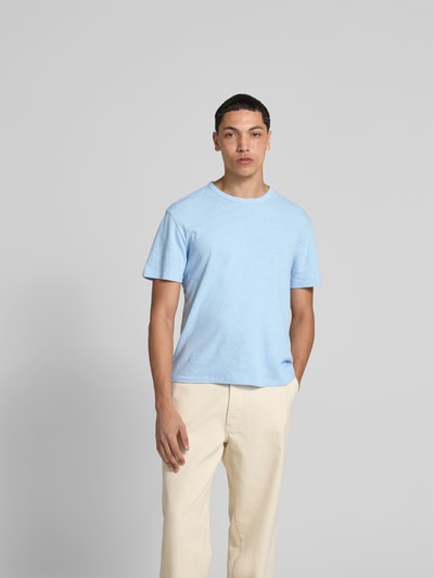 Officine Générale T-Shirt mit geripptem Rundhalsausschnitt Hellblau 4