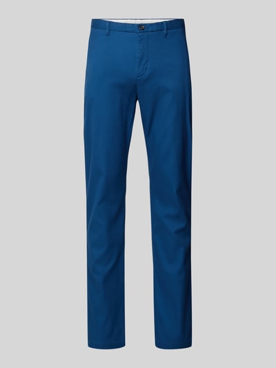 Produktfoto, Slim Fit Chino aus Baumwoll-Mix von Tommy Hilfiger in Unifarben, Logo-Stitching, Knopf und verdeckter Reißverschluss, Piqué-Struktur