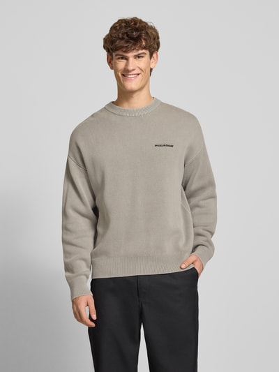 Pegador Oversized gebreide pullover met logo en ronde hals Lichtgrijs - 4