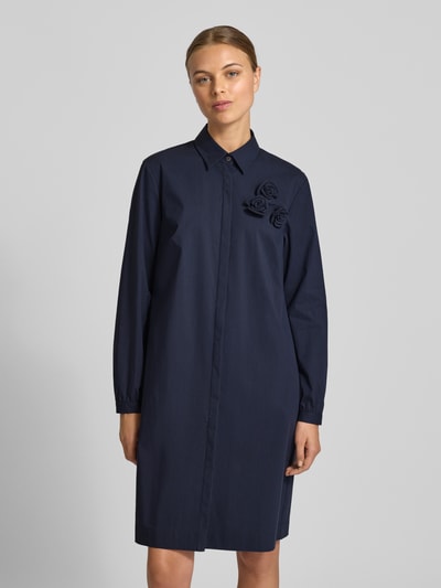 0039 Italy Knielanges Kleid mit Zierbesatz Modell 'DANNIKA' Dunkelblau 4