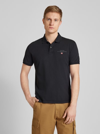 Napapijri Regular Fit Poloshirt mit Label-Print Modell 'elbas' Black 4