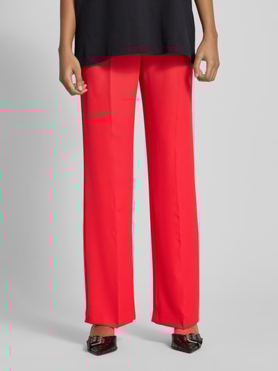 Review High waist stoffen broek met persplooien Kersenrood - 4