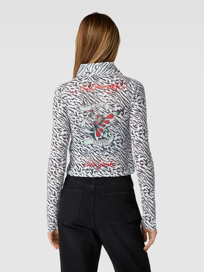 ED HARDY Bluse mit Animal-Muster Modell 'LOVE-IS-MYSTERY' Weiss 5