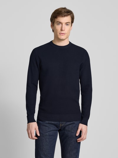 Profuomo Gebreide pullover met ronde hals Marineblauw - 4