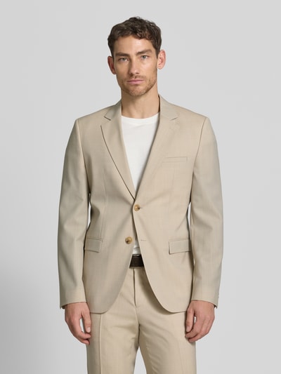 Männermodel trägt Super Slim Fit Anzugsakko aus Schurwoll-Mix Modell 'ARTI' von HUGO, Optik: Unifarben, Ganzkörperansicht von vorne