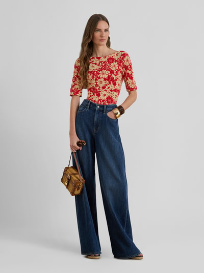 Lauren Ralph Lauren krój regular fit t-shirt z mieszanki bawełny Rdzawoczerwony melanż 1