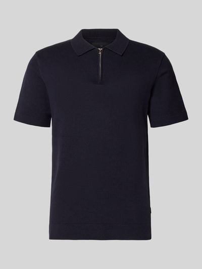 Produktfoto, Regular Fit Poloshirt mit Reißverschluss Modell 'MILANO' von Jack & Jones Premium in Dunkelblau, Bio-Baumwoll-Mix, glatte Oberfläche