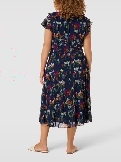 Lauren Ralph Lauren Curve Midi-jurk met bloemenmotief, model 'PRAPAVY' Donkerblauw - 5