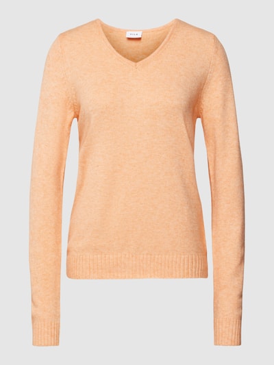 Vila Gebreide pullover met ribboorden, model 'VIRIL' Oranje - 2