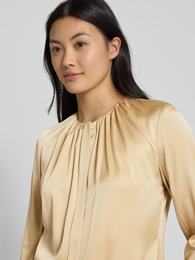 BOSS Regular fit zijden blouse met plooien, model 'Banorah' Beige - 3